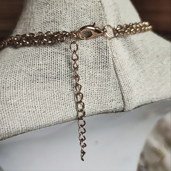 Peach Faceted Marbled Acrylic Teardrop Beads Flower Flowers Statement Necklace - Picture 5 of 9